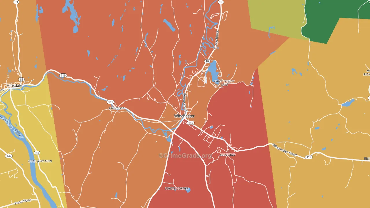 Winchester, NH Map of Assault Rates