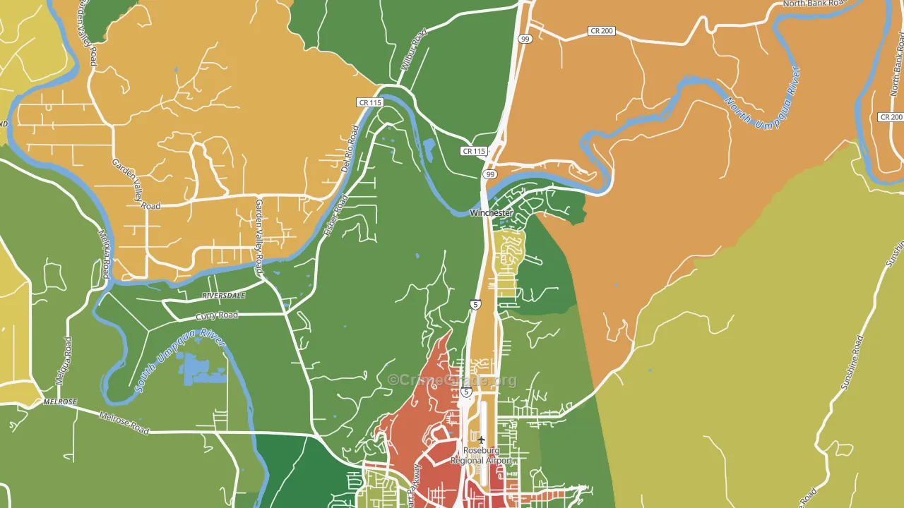 Winchester, OR Map of Assault Rates