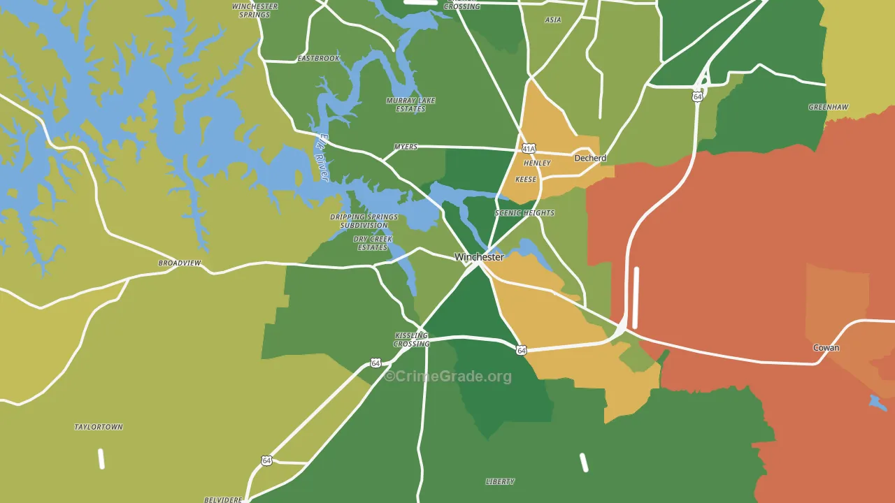 Winchester, TN Map of Assault Rates