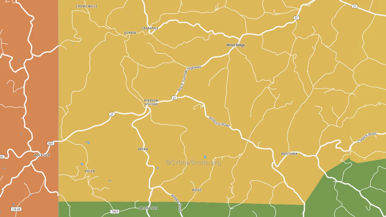 Wind Ridge, PA Map of Assault Rates