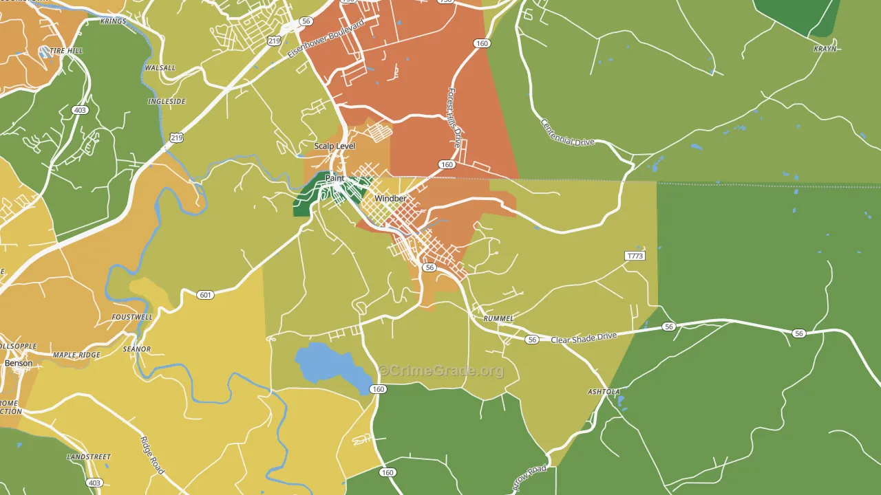 Windber, PA Map of Assault Rates