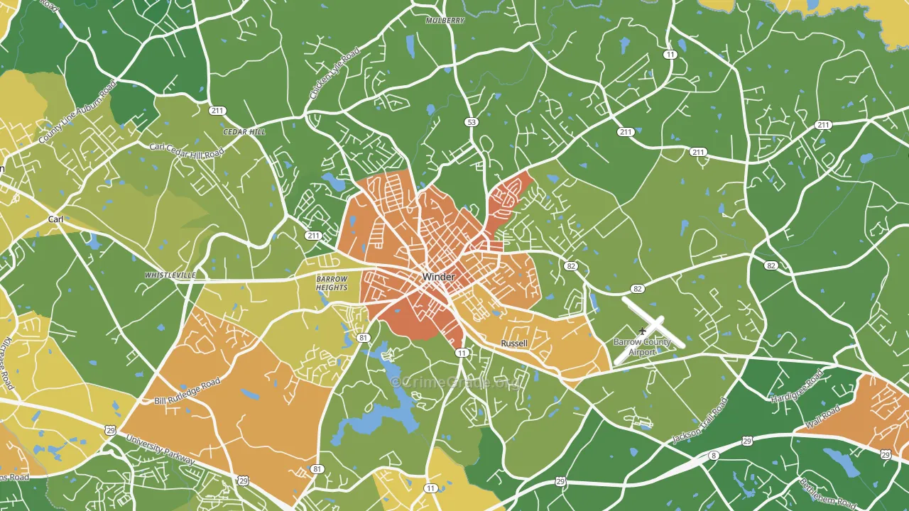Winder, GA Map of Assault Rates