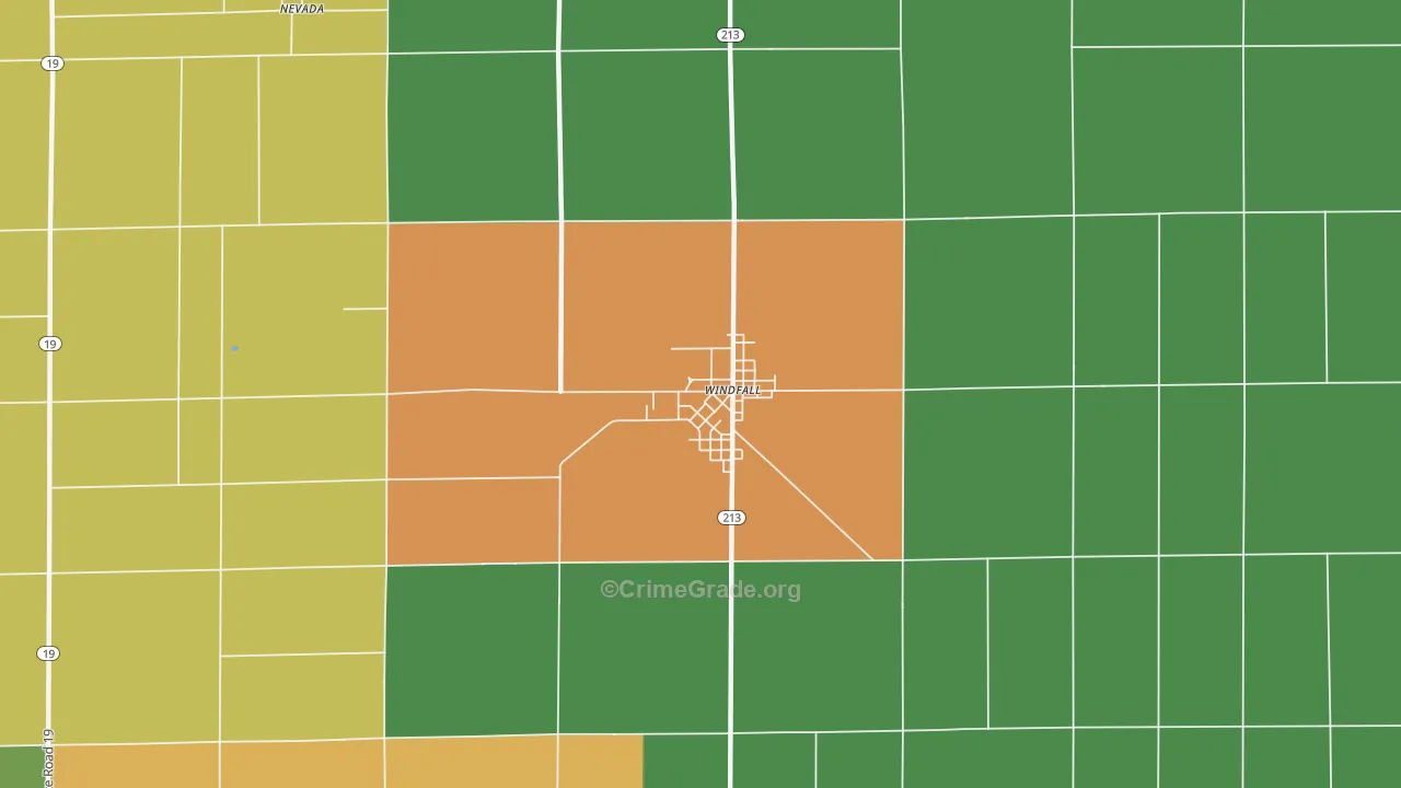 Windfall City, IN Map of Assault Rates