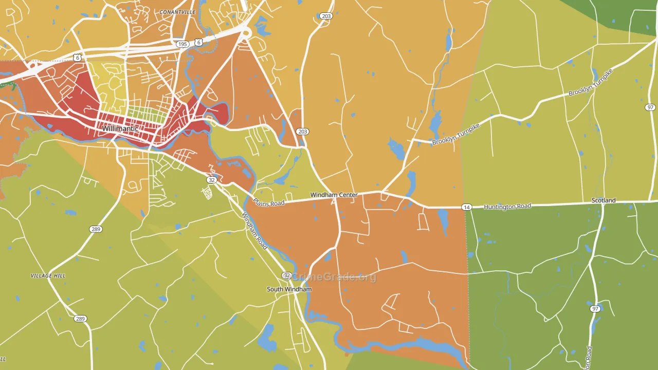 Windham, CT Map of Assault Rates