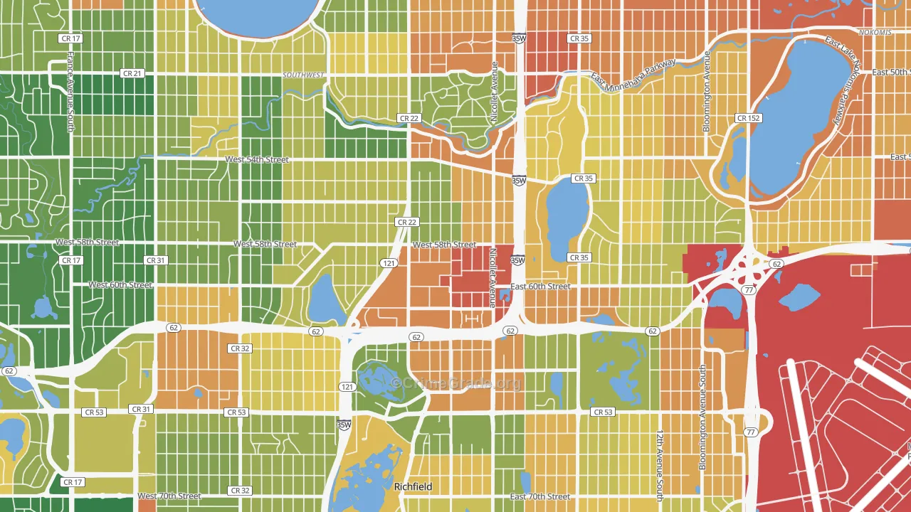Windom, Minneapolis, MN Map of Assault Rates