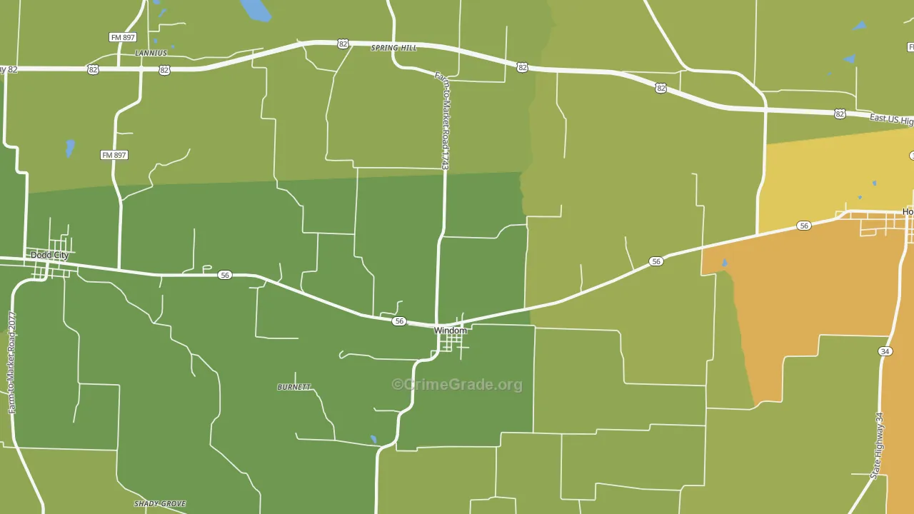 Windom, TX Map of Assault Rates