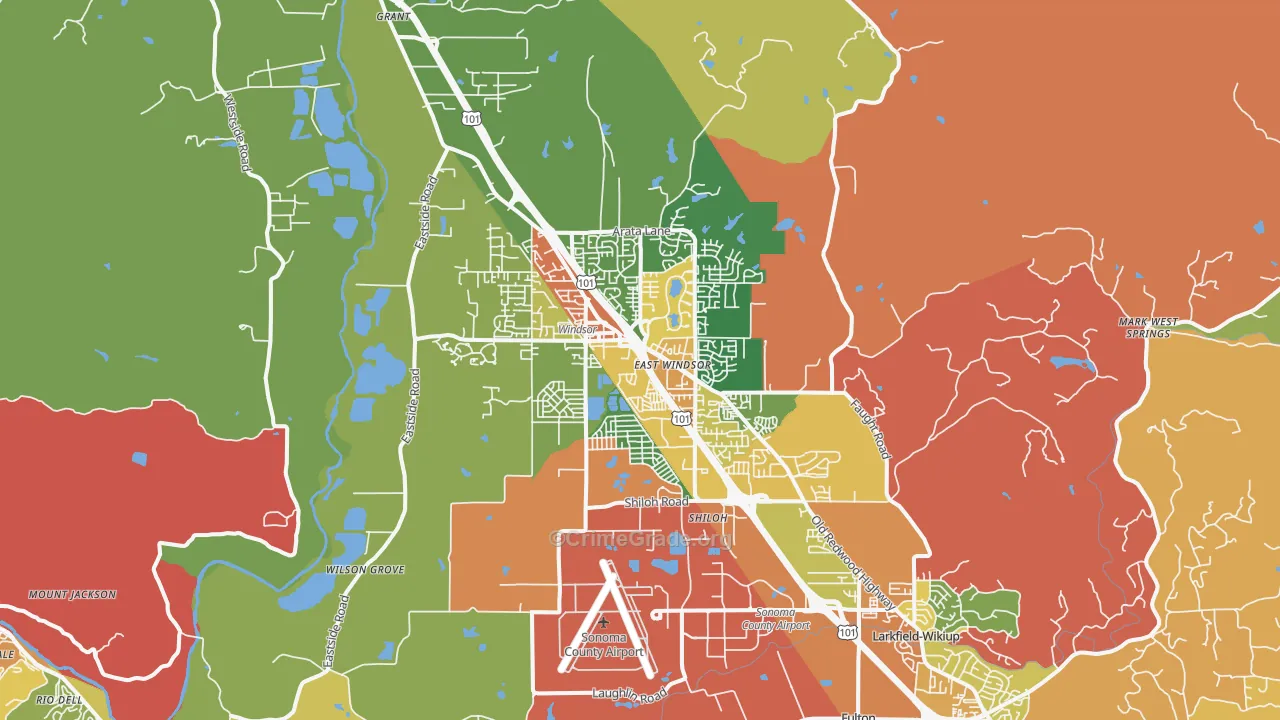 Windsor, CA Map of Assault Rates