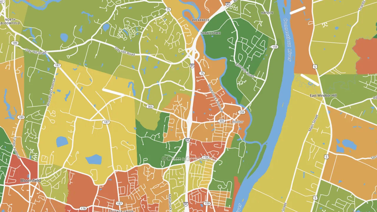 Windsor, CT Map of Assault Rates