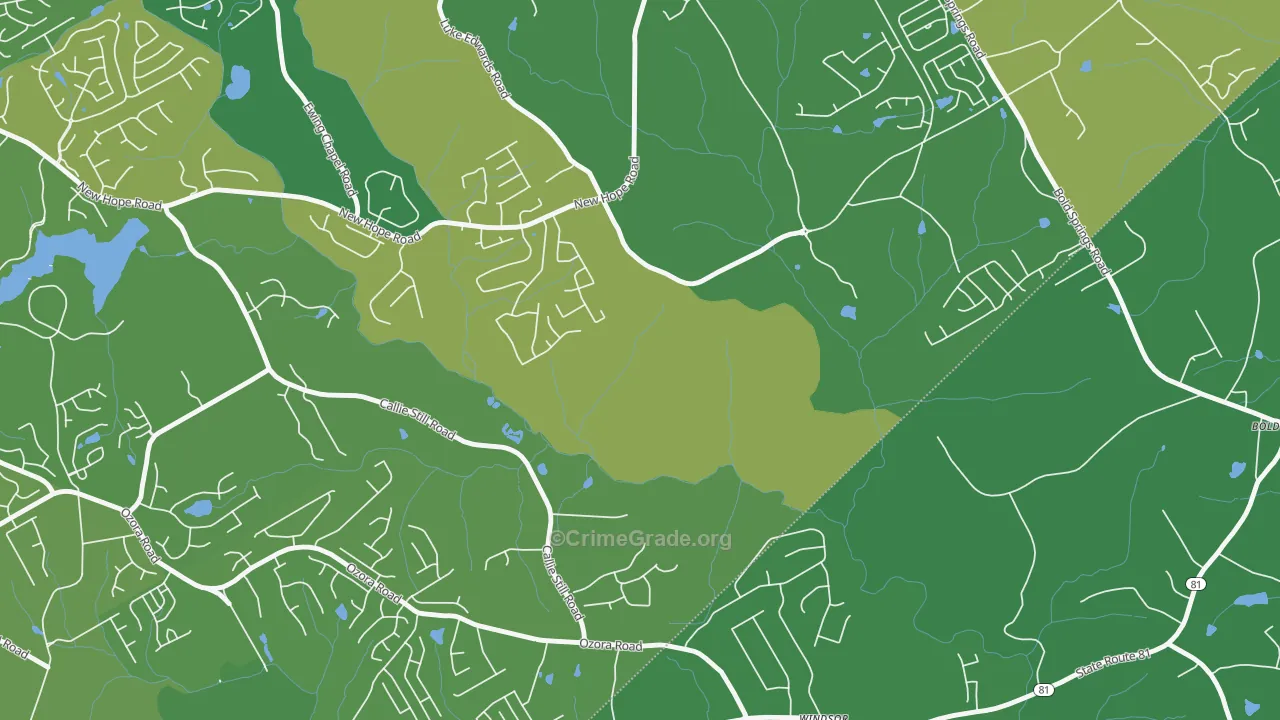 Windsor, GA Map of Assault Rates