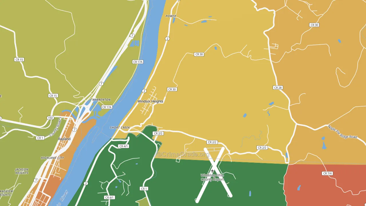 Windsor Heights, WV Map of Assault Rates