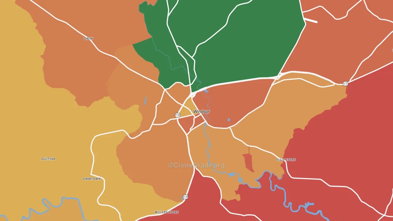 Windsor, NC Map of Assault Rates