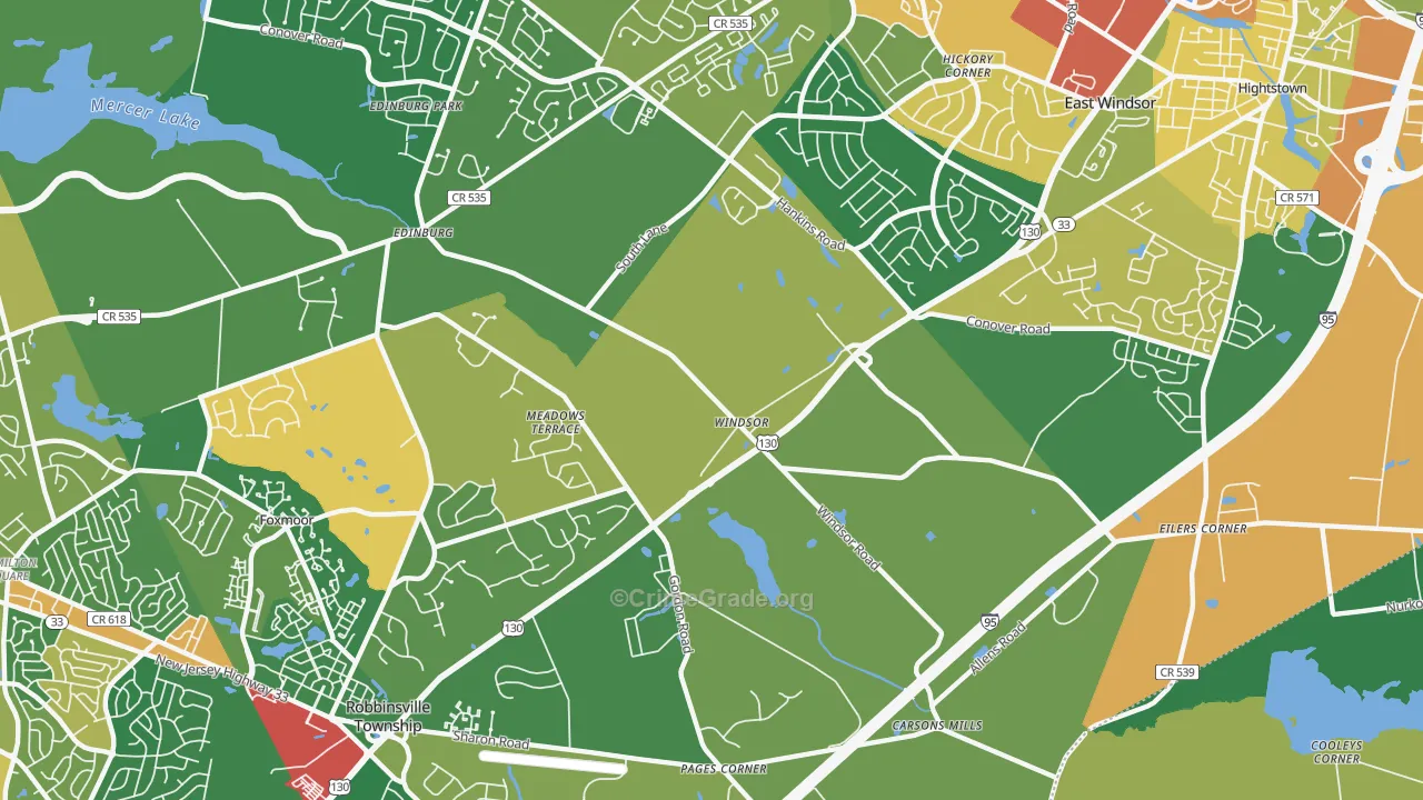 Windsor, NJ Map of Assault Rates
