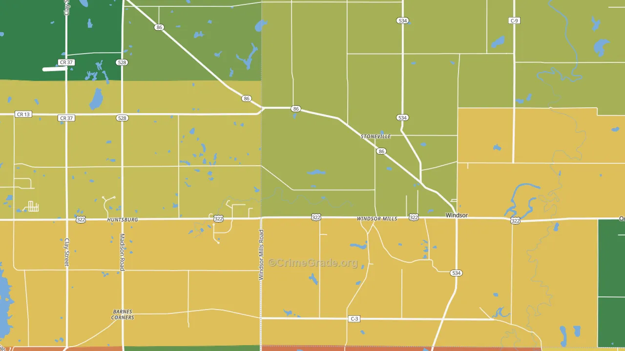 Windsor, OH Map of Assault Rates