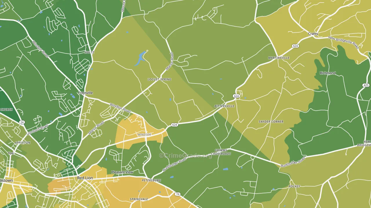 Windsor, PA Map of Assault Rates