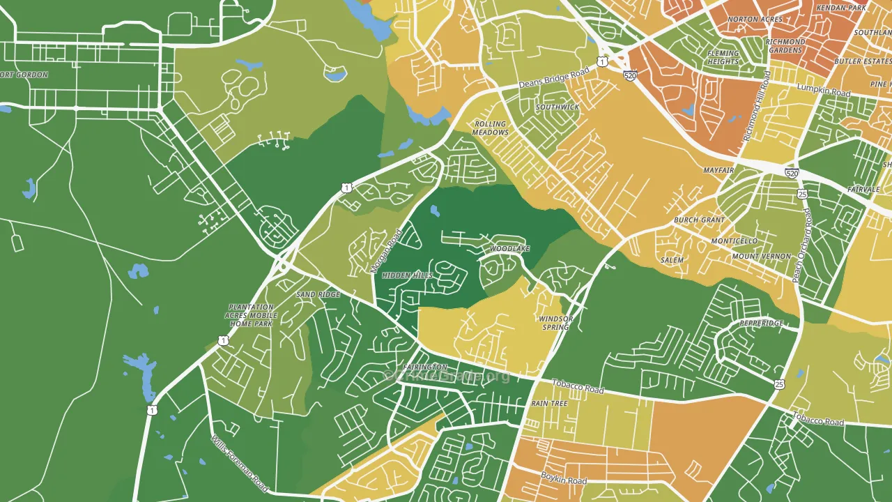 Windsor Spring, Hephzibah, GA Map of Assault Rates
