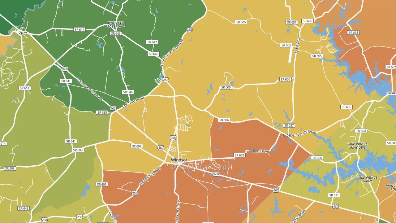 Windsor, VA Map of Assault Rates