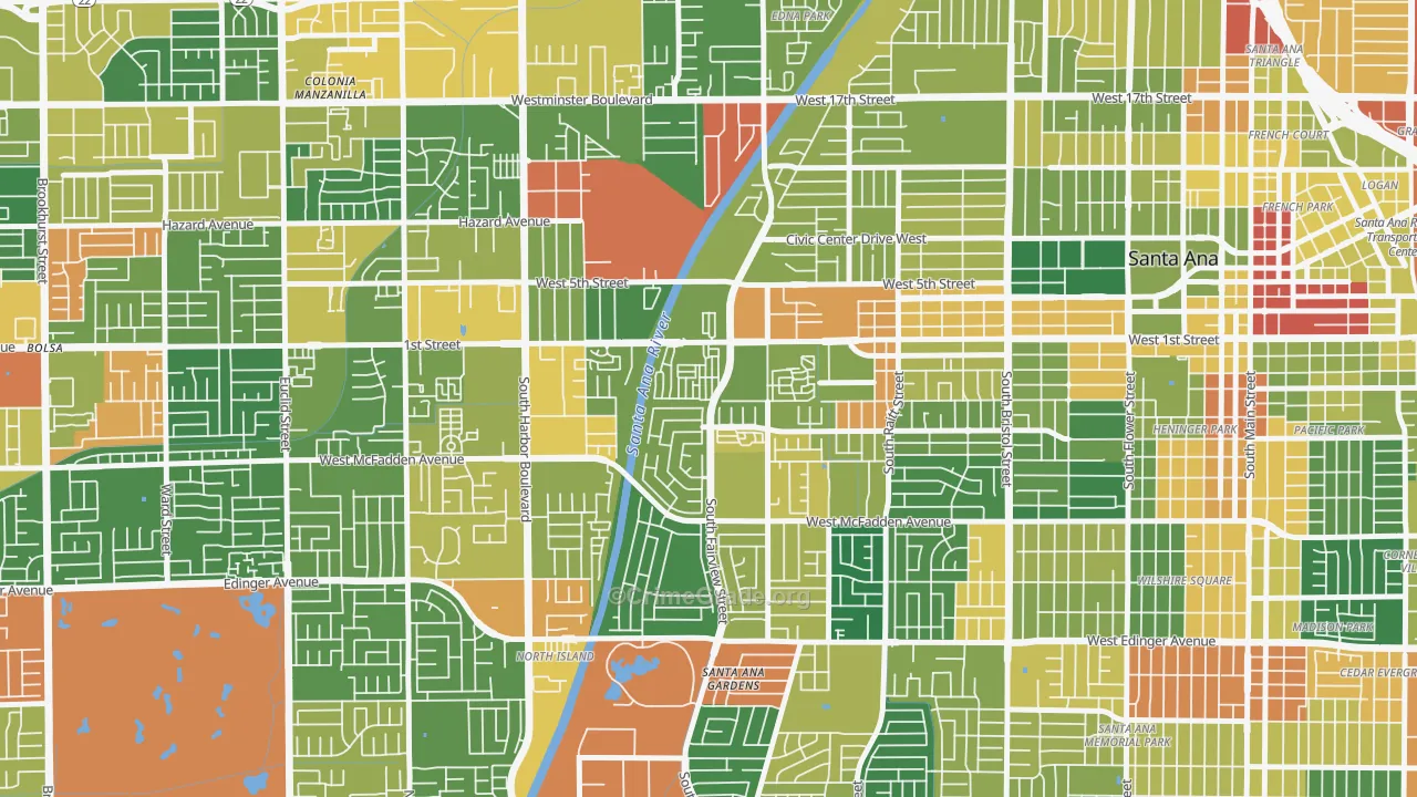 Windsor Village North, Santa Ana, CA Map of Assault Rates