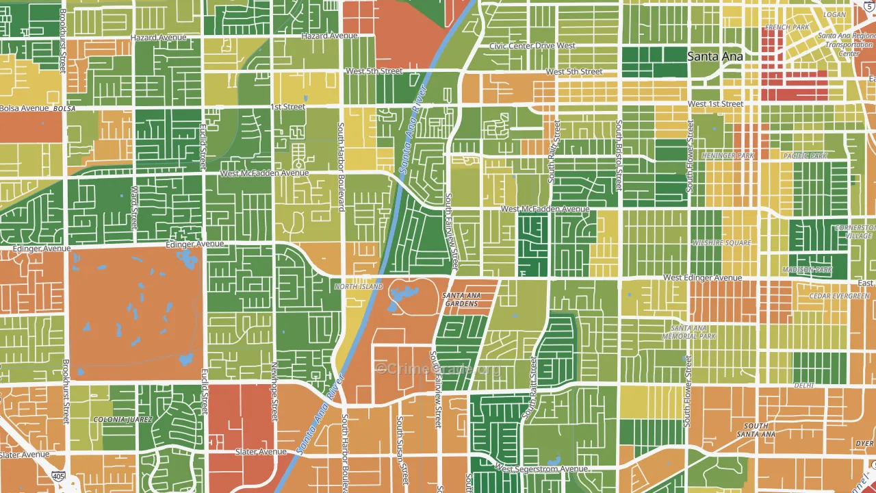 Windsor Village, Santa Ana, CA Map of Assault Rates