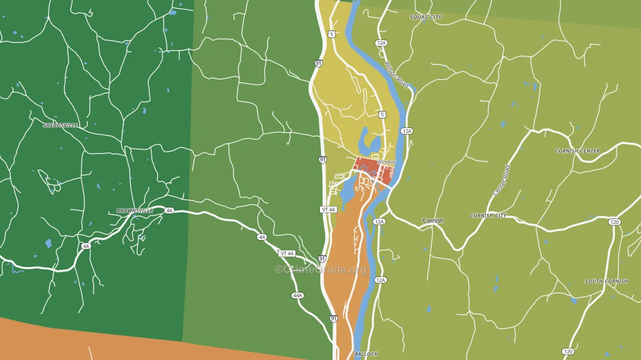 Windsor, VT Map of Assault Rates