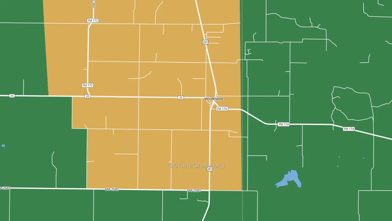 Windthorst, TX Map of Assault Rates