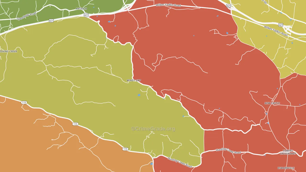 Windy Gap, NC Map of Assault Rates
