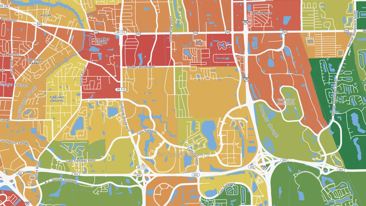 Windy Hill, Jacksonville, FL Map of Assault Rates