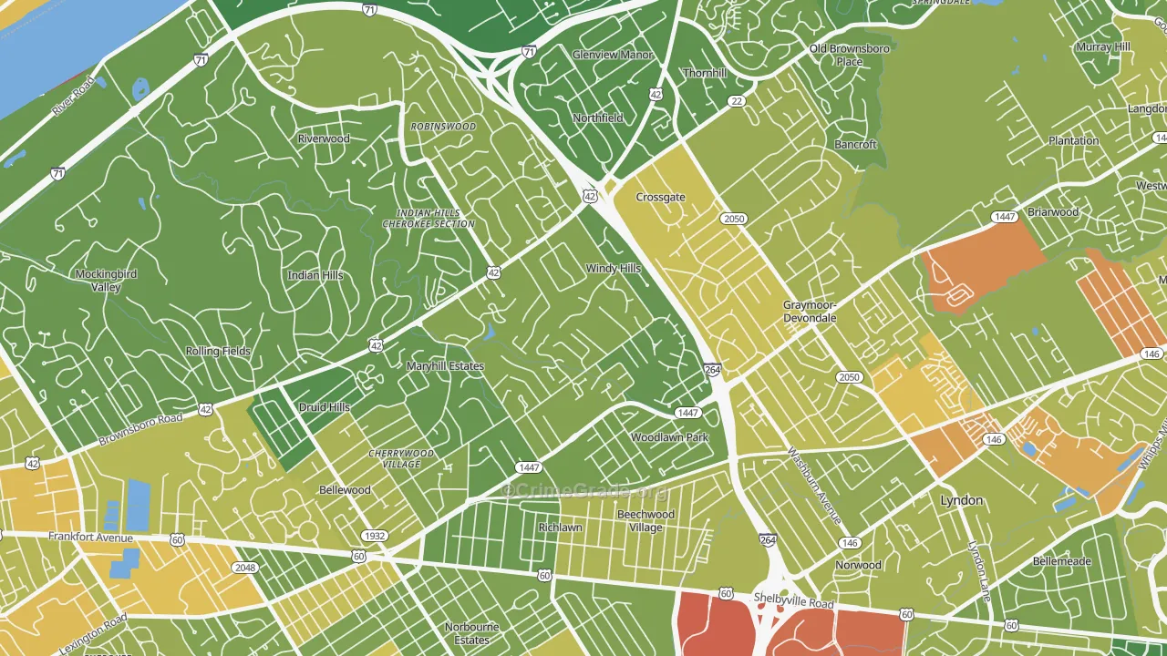 Windy Hills, KY Map of Assault Rates