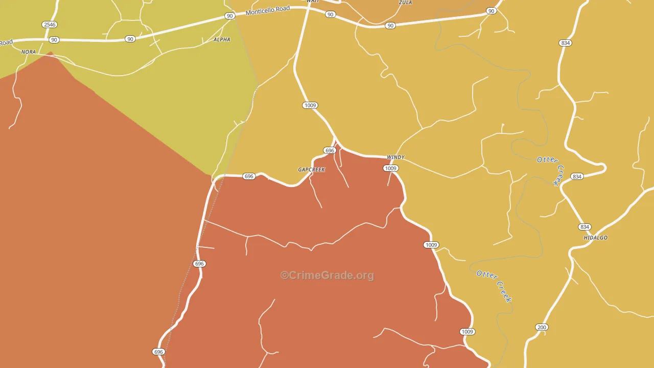Windy, KY Map of Assault Rates