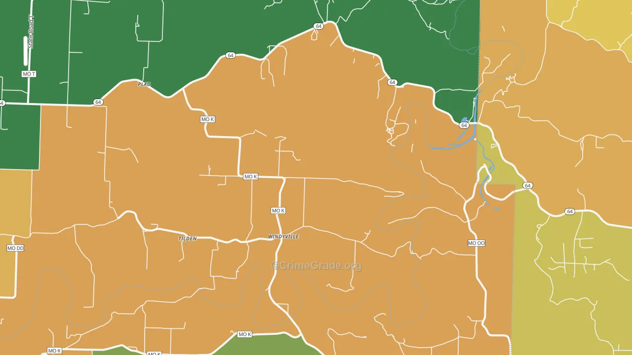 Windyville, MO Map of Assault Rates