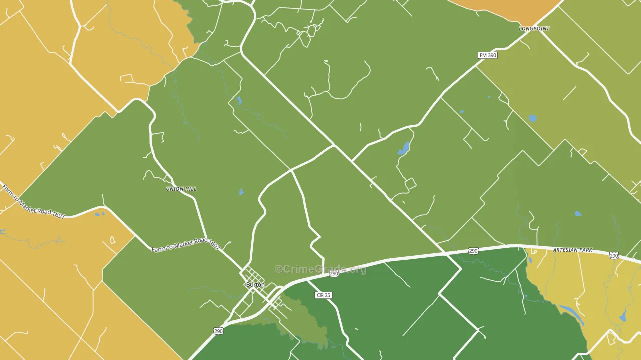 Winedale, TX Map of Assault Rates