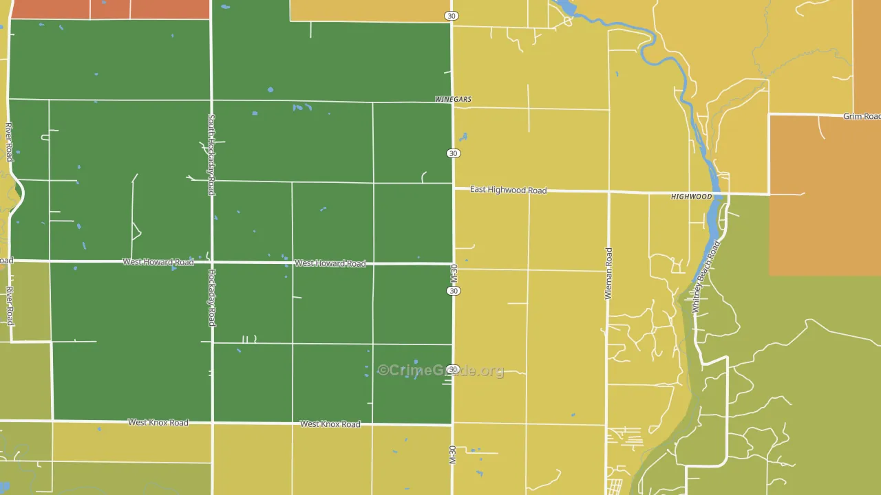 Winegars, MI Map of Assault Rates
