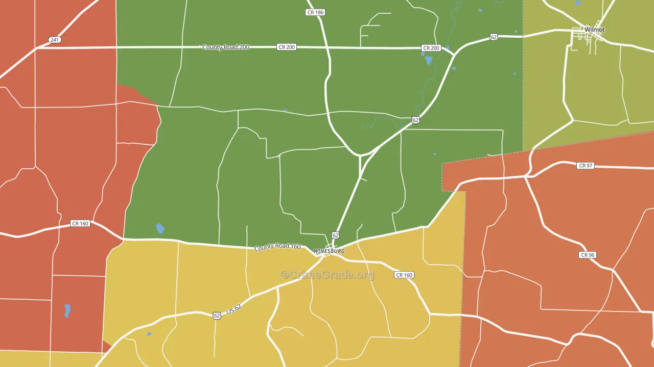 Winesburg, OH Map of Assault Rates