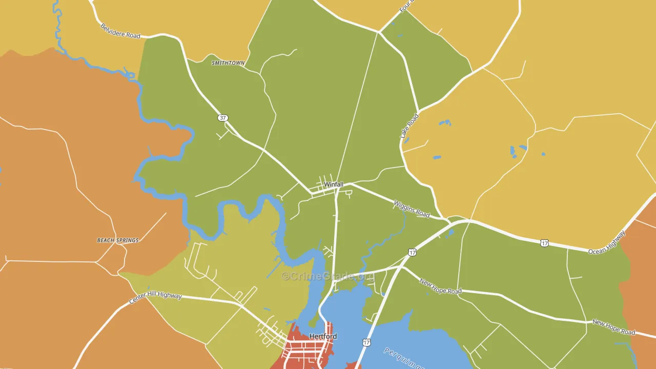 Winfall, NC Map of Assault Rates
