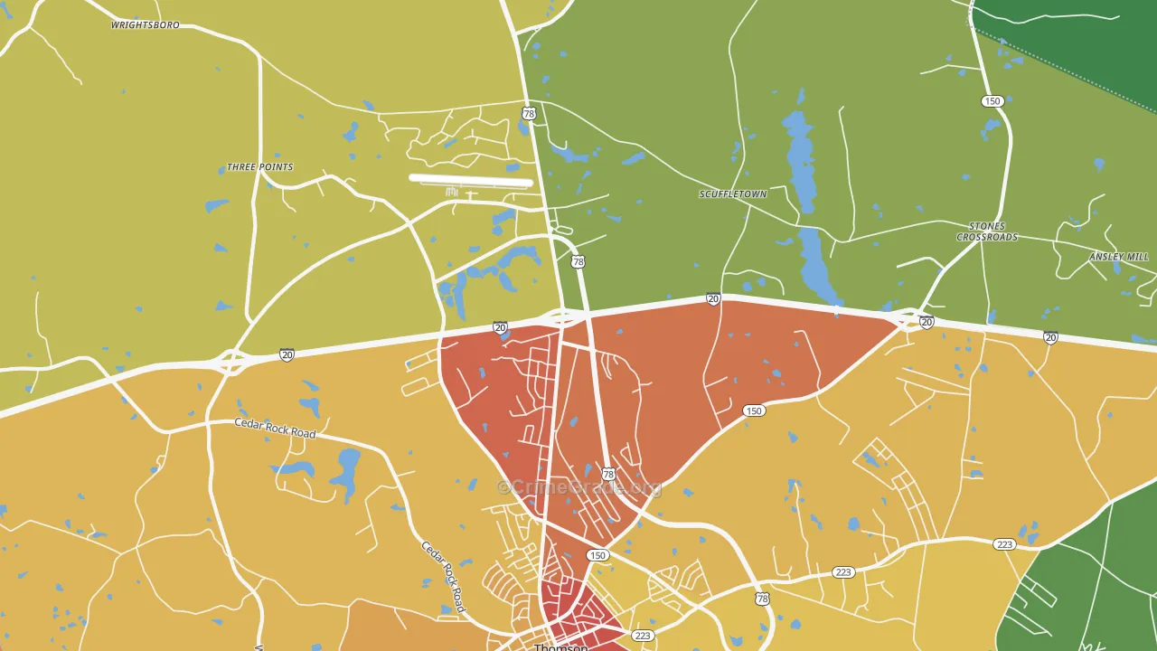 Winfield, GA Map of Assault Rates