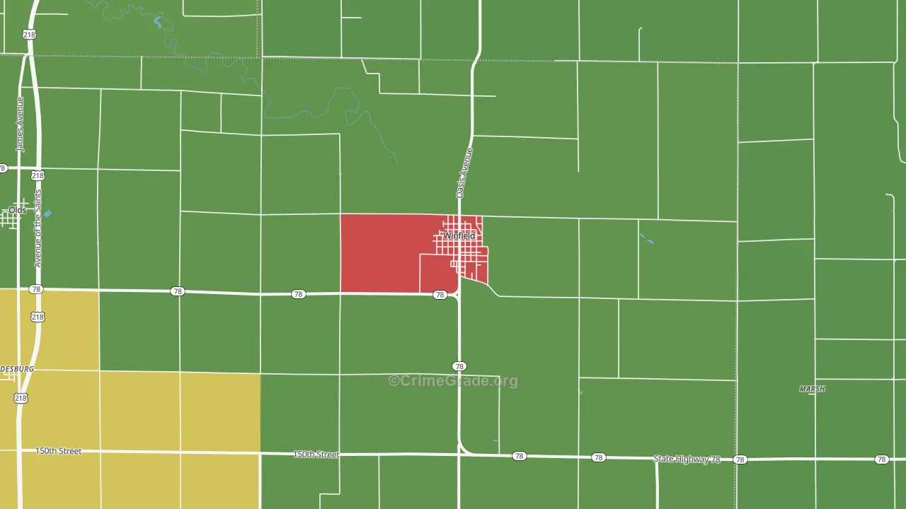 Winfield, IA Map of Assault Rates