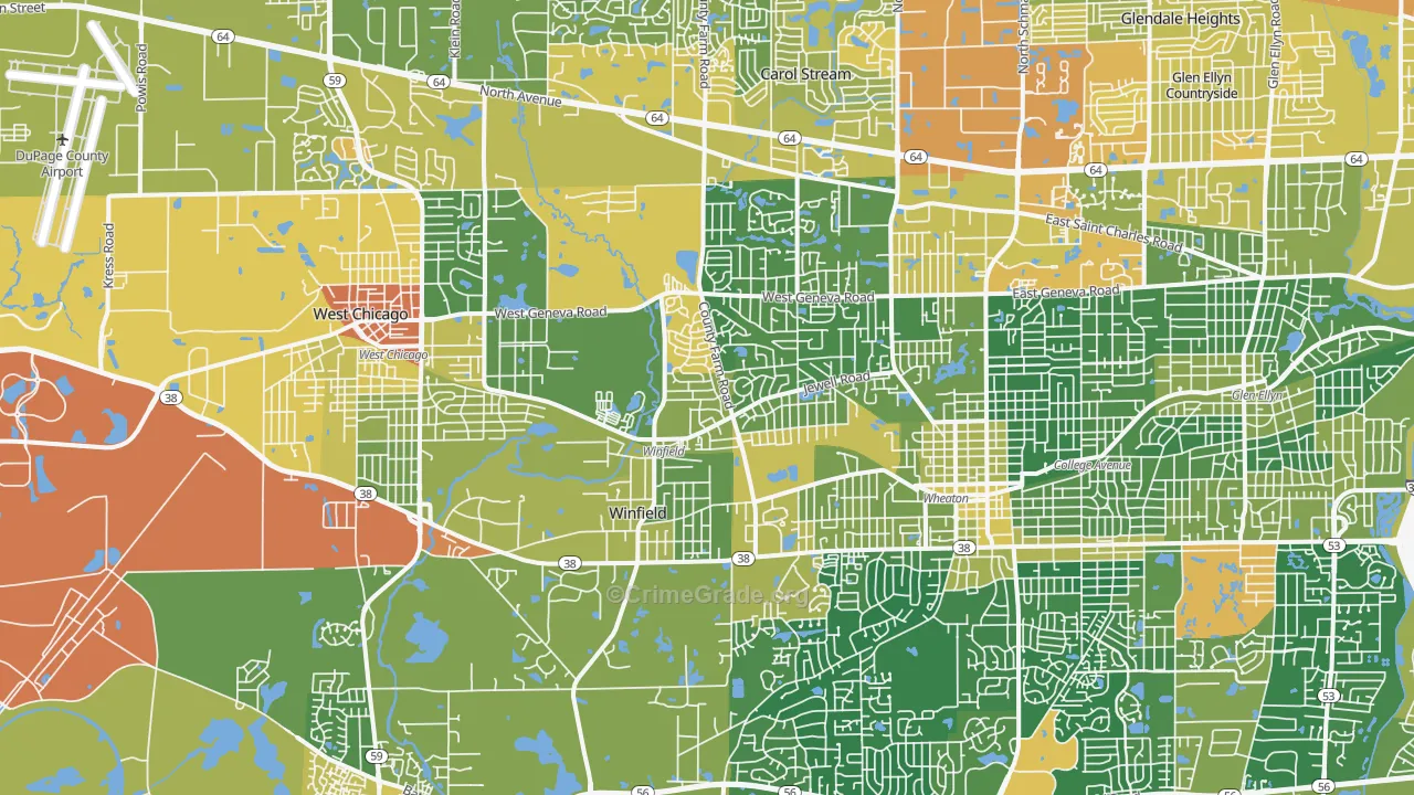 Winfield, IL Map of Assault Rates
