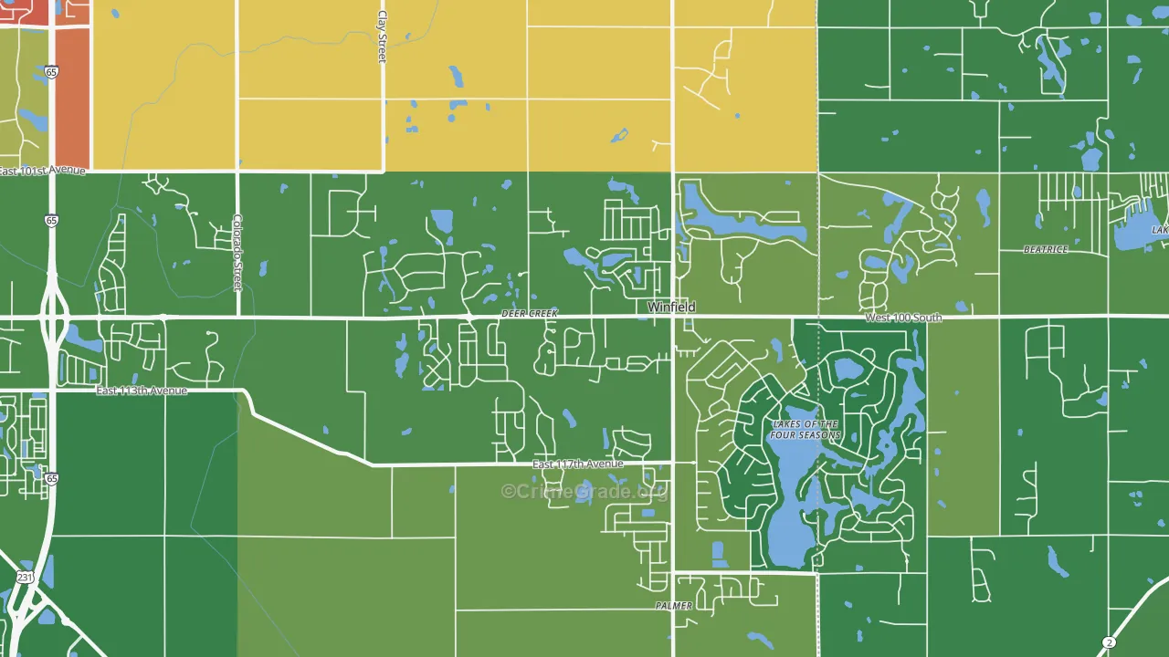 Winfield, IN Map of Assault Rates