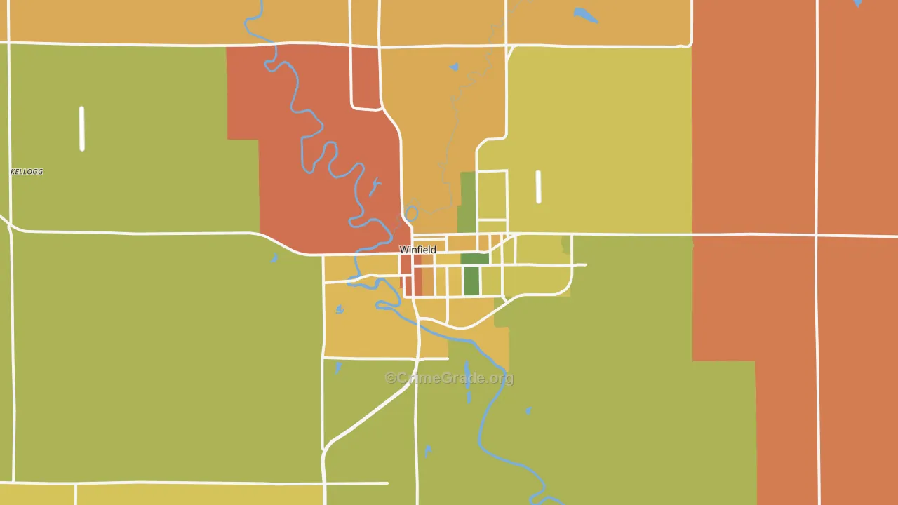 Winfield, KS Map of Assault Rates