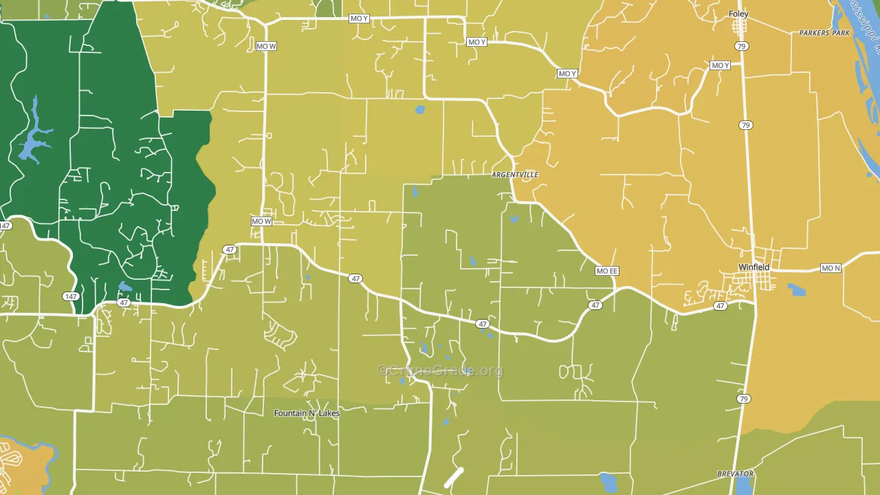 Winfield, MO Map of Assault Rates