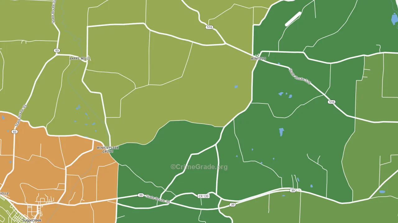 Winfield, OH Map of Assault Rates