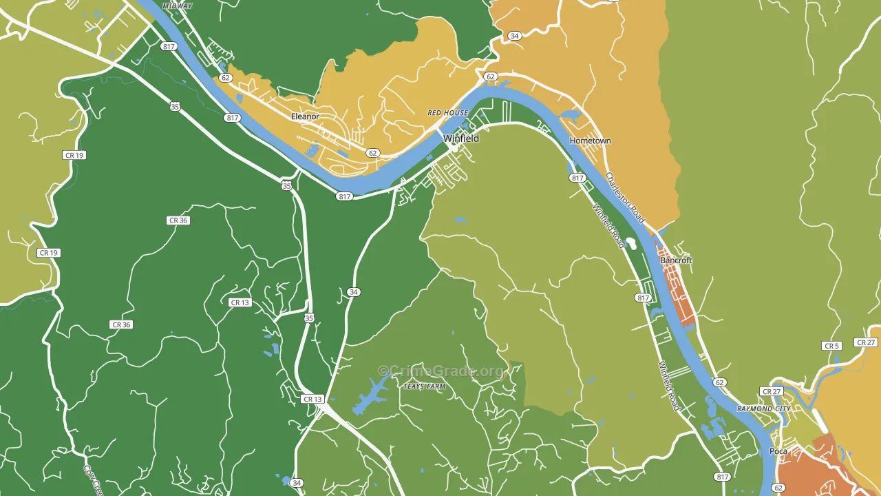 Winfield, WV Map of Assault Rates
