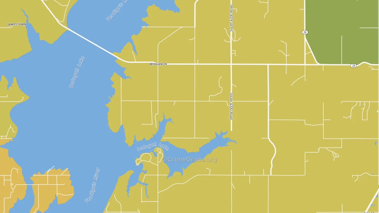 Winganon, OK Map of Assault Rates