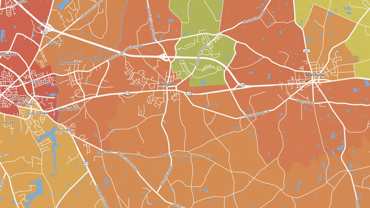 Wingate, NC Map of Assault Rates
