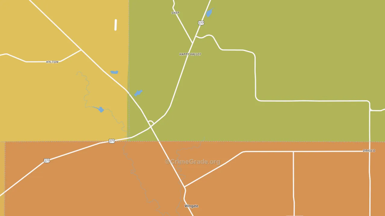 Wingate, TX Map of Assault Rates