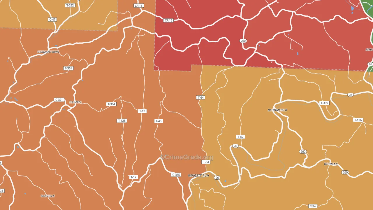 Wingett Run, OH Map of Assault Rates