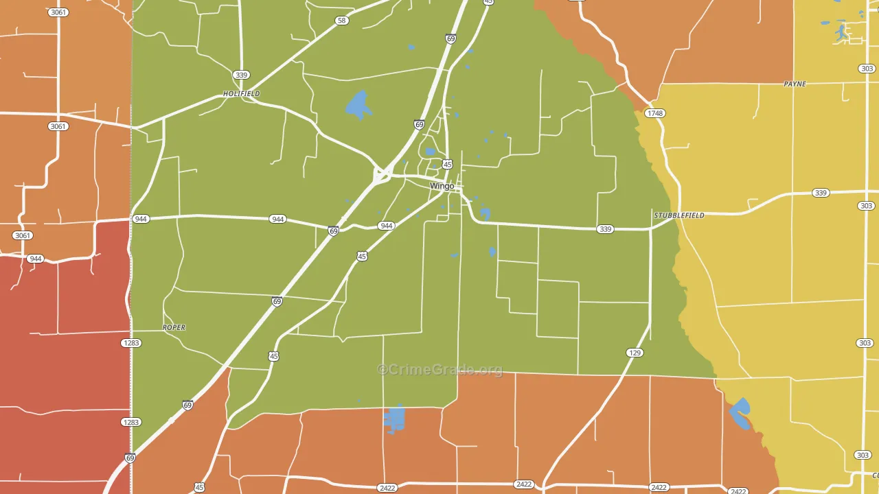Wingo, KY Map of Assault Rates