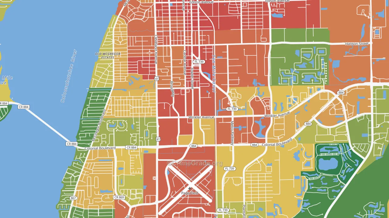 Winkler Safe Neighborhood, Fort Myers, FL Map of Assault Rates