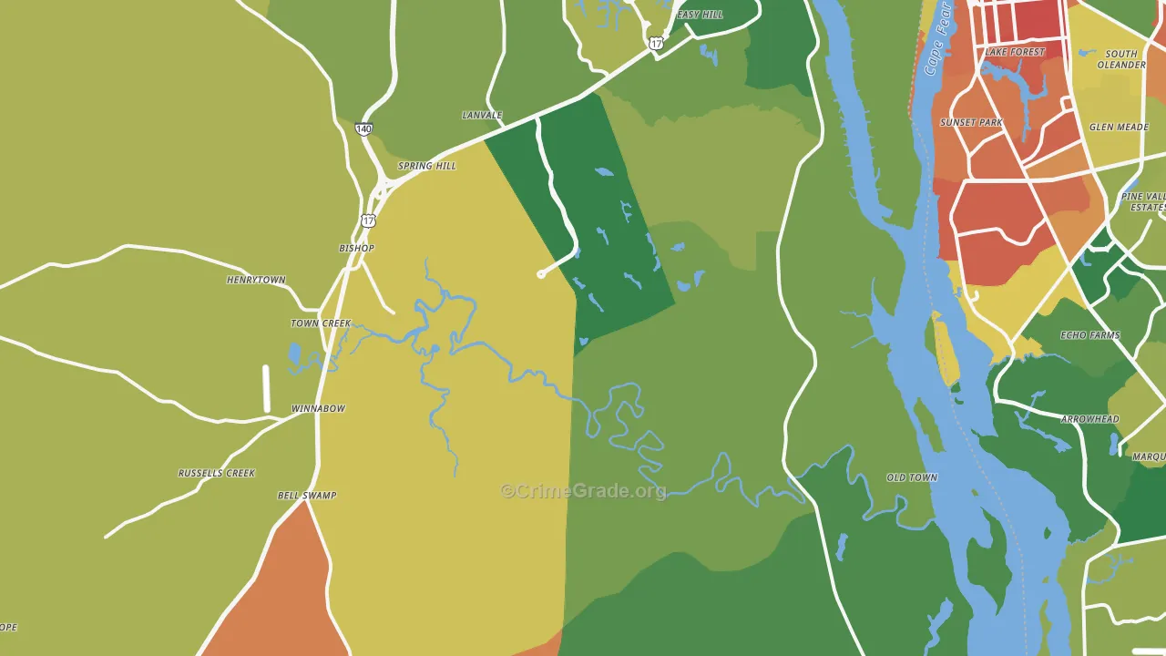Winnabow, NC Map of Assault Rates