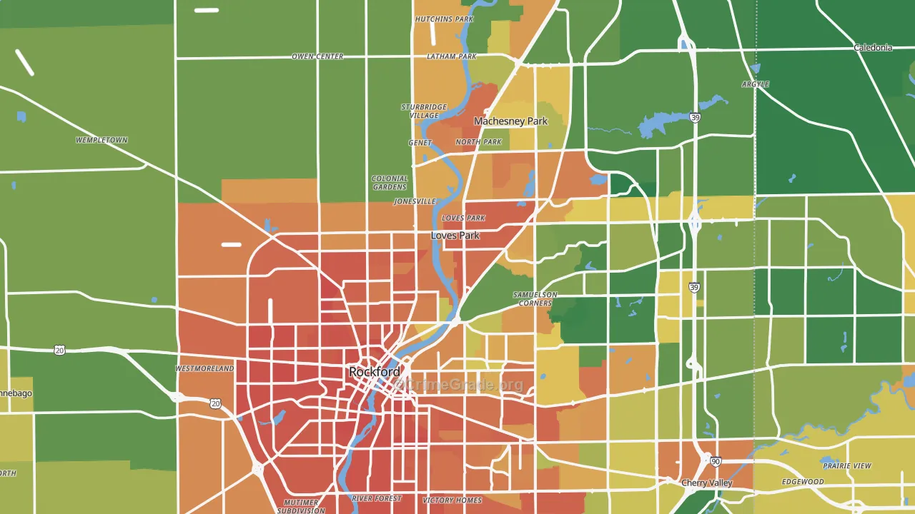 Winnebago County, IL Map of Assault Rates