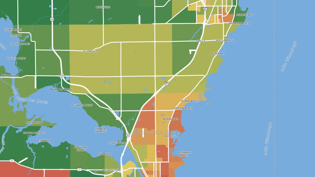 Winnebago County, WI Map of Assault Rates
